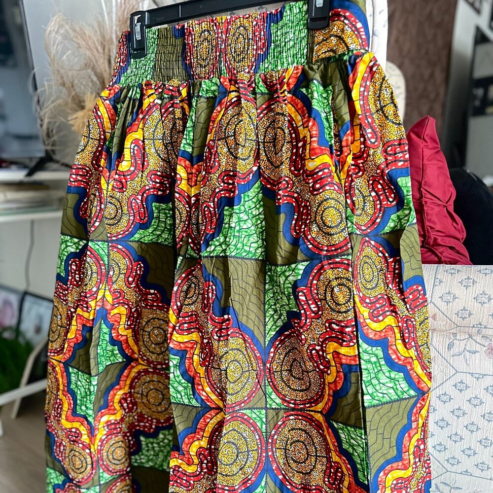 TRENDY, STYLISH, Multi-Colored African Print Circle & Skater Skirt!
